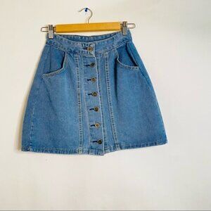 BUTTON  A-Line Jean Skirt XS